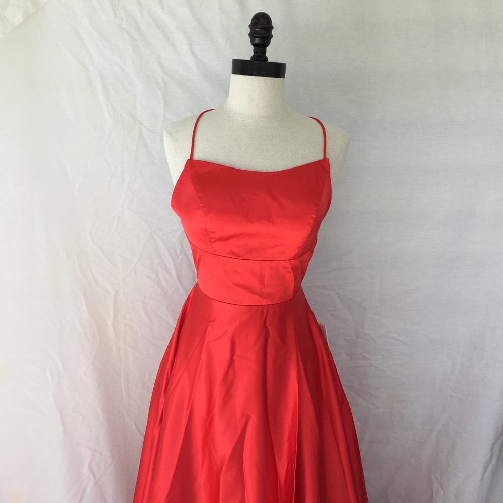 Satin Red Corset Back Prom Dress NWT